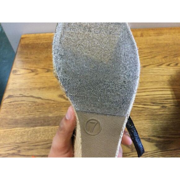 Mossimo Supply Co Women's Black Wedge Sandals Size 7 Open Toe Lace Strap 3 7/8” - Picture 8 of 12